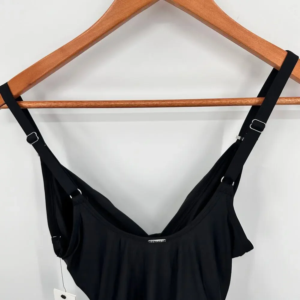 CALVIN KLEIN Black Twist-Front Tummy-Control One-Piece Swimsuit // 8